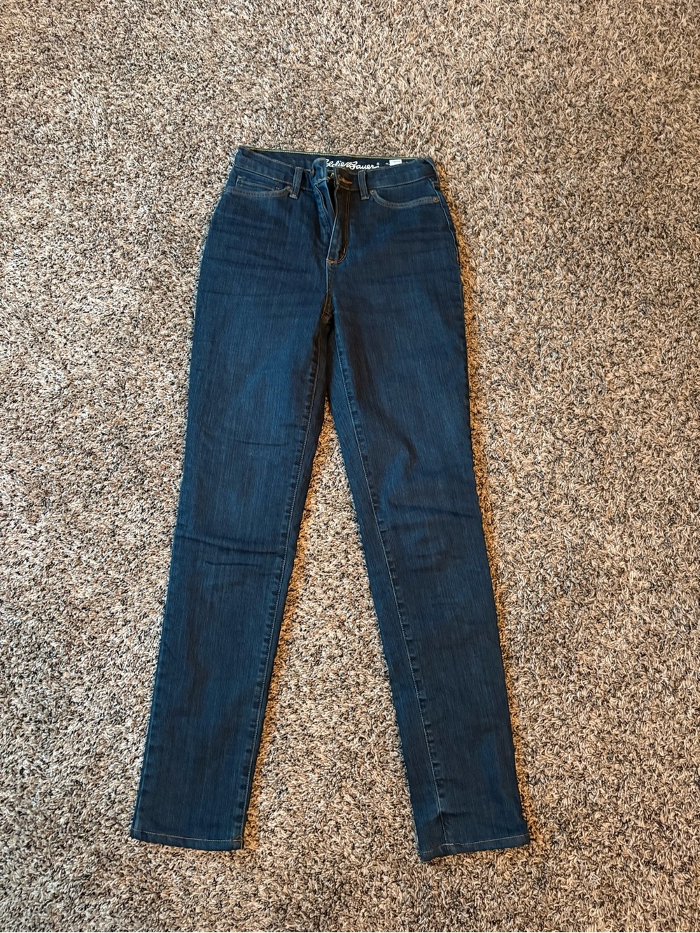 Eddie Bauer Slim High-Rise Jeans in Dark Blue Denim